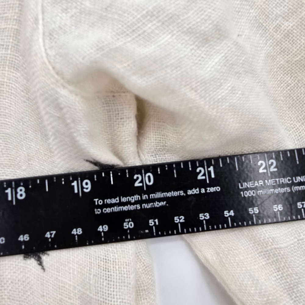 Star-Print White Linen Blend Blouse - Madeleine - Picture 7 of 8